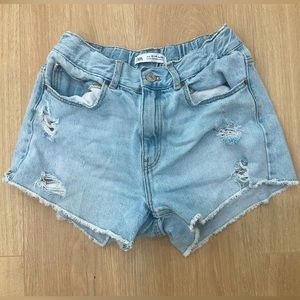Zara Girls Blue Jean Shorts Slightly Ripped
